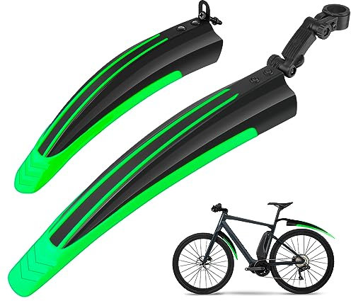 Ledeak Bike Mudguard Set, Portable Adjustable Road Mountain Bike Bicycle Cycling Tires Front and Rear Mud Guard Fenders for MTB Mountain Road Bike(Green)