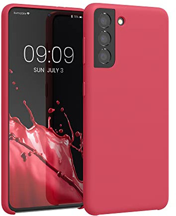 kwmobile Handyhülle für Samsung Galaxy S21 Hülle - Case Silikon - Kabelloses Laden - Schutzhülle Cover in Klassisch Rot