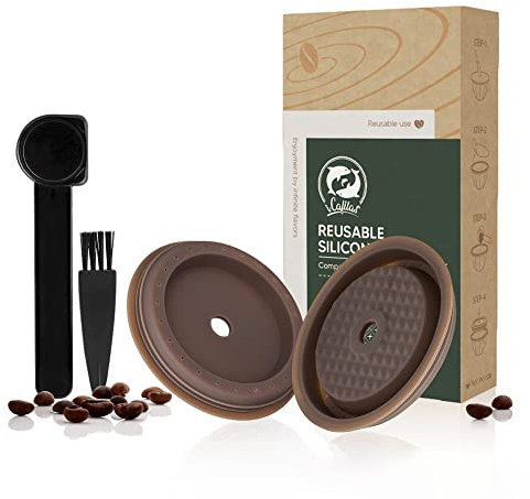 SPORTARC Capsule de café réutilisable avec couvercle rechargeable compatible avec les capsules et pour Vertuoline, bouchons en silicone de qualité alimentaire avec une cuillère et une