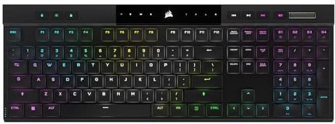 Corsair K100 AIR Wireless RGB Mechanische Gaming-Tastatur - Ultradünn, Sub-1ms Slipstream, Low-Latency Bluetooth, Cherry MX Ultra Low Profile Keyswitches - NA Layout, QWERTY - Schwarz