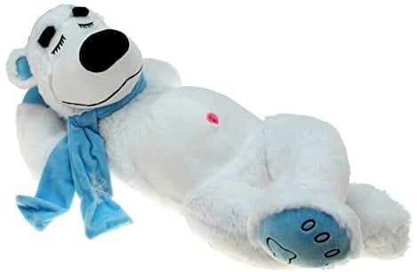 BEMIRO Eisbär Kuscheltier liegend schlafend Yorick - ca. 25 cm, Kuscheltier Eisbär liegend, Eisbär Kuscheltier, Eisbär Deko, Weihnachtsbär, Kuscheltier Eisbär