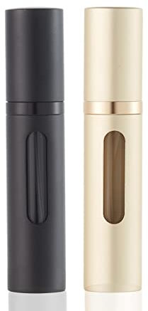 SUBORAWOS Parfümzerstäuber Nachfüllbar,Mini Parfum Zerstäuber für Unterwegs,Leer Sprühflasche für Parfum,Handtasche Parfümflaschen für Reise 5ml(Schwarz&Gold)