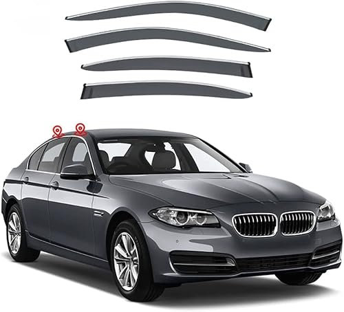 JIMORY 4 Stück Auto Seitenfenster Windabweiser Regenabweiser, FüR BMW 5 Series F10 2011-2017 Autofenster Windabweiser Autofenstervisiere Regenschutz
