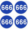 Sammys Shirt Store 666 The Beast Teufel Satan Nummernschild/Kennzeichen Aufkleber Autoaufkleber 4er Set