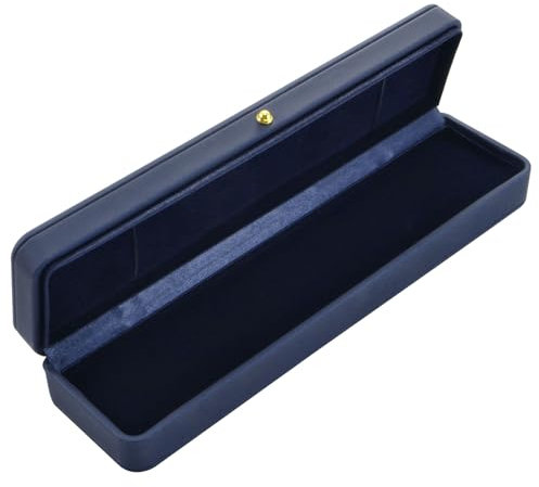 PATIKIL Velvet Necklace Box, Single Slot Long Chain Box Vintage Jewelry Holder for Wedding Engagement Proposal Ceremony Anniversary, Blue