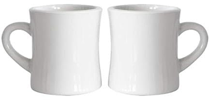 Serami Original Kaffeebecher-Set, 325 ml, Weiß, Keramiktassen, ideal für Küche, Reisen und heißen Tee, Retro-Waffelhaus-Tasse mit Griff, robuste Kaffeetassen (2 Stück)