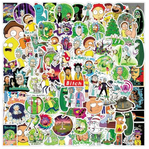 Yangsiw 100St. Rick and Morty Sticker,Niedlich Vinylaufkleber,Wasserfeste Vinyl Graffiti Decal Sticker für Skateboard Laptop Koffer Motorrad Auto Fahrrad Computer, Geschenk für Jugendliche Erwachsene