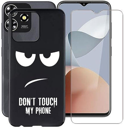 ZXLZKQ Hülle für ZTE Blade A73 (6.6 Zoll) Mit 1 X Gehärtetem Glas Schutzfolie, Ultradünne Schwarz Kratzfest Weich Silikon TPU Bumper Schutzhülle Cover für ZTE Blade A73 - Nicht Tasten