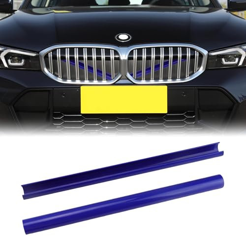 Autos Frontgrill Einsatz, LNSYSNS 2 Stück Kühlergrill Einsätze, Blaue Grill V Streben, Kühlergrillstreifen, Länge 33cm, Passend für Viele Autos