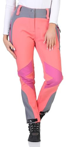 Rock Creek Damen Softshellhose Outdoor Hosen Wanderhose Sporthose Regenhose Damenhosen Outdoorhose Wasserdicht Taschen Softshell Hosen D-484 Coral XL