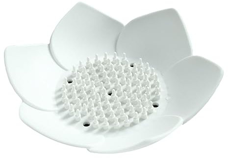 DRESSOOS Badeseifenhalter 1stk Tragbarer Seifenbehälter Bade Dusche Seifenschale Seifenablage Seifenschale Seifenhalter Für Die Dusche Seifenspeicher Blumenseife Reisen Weiß Lotus