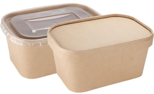 We Can Source It Ltd - Kraft Paper Disposable Food Container with Clear Plastic Lids - 750ml - 50
