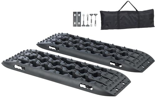 Lescars Sandblech: 2er-Set Reifen-Traktionsmatten, ultrastabile Nylonfaser, 90x31x6 cm (Anfahrhilfe, Sandboards, Anti Rutsch)