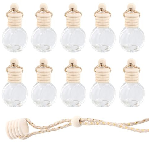 10 Piezas Colgar Difusor Colgante para Coche, Botellas de Perfume para Ambientador de Coche Recargables, Vacía Aromaterapia para Coche, Botella Difusora de Aceite Esencial Vacía (forma de gota)