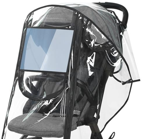 Regenschutz für Kinderwagen, Universal Regenverdeck für Buggy Sportwagen mit Fenster Windschutz, Schadstofffrei, Gute Luftzirkulation, Schutz vor Schmutz