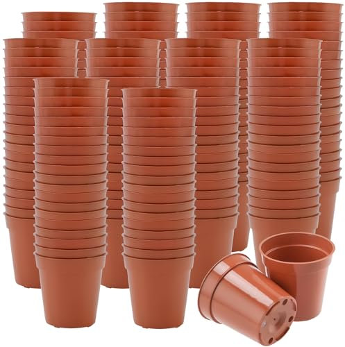 HEIHAK 200 mini macetas de plástico de 5,4 cm, macetas pequeñas de color rojo ladrillo, contenedor en maceta para varias plantas pequeñas