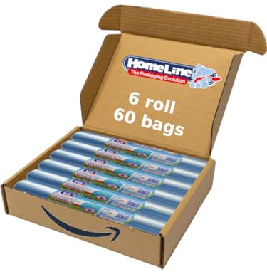 HOME LINE - 60 sacs poubelle 110 litres - 70 x 110 cm - Sacs avec attaches, anti-goutte et ultra résistants | Sacs poubelle pour collecte différenciée - Couleur bleue