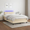 IKAYAA Boxspringbett 120 x 200 cm mit LED Beleuchtung, Topper & Matratze - Mett mit Matratze und Lattenrost, Boxspringbett mit Matratze, Polsterbett 120 x 200 cm Jugendbett Creme Type-168