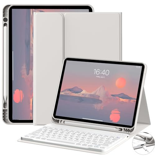 JKSML Keyboard Case for iPad (A16)11th Gen 11 inch 2025 & iPad 10th Generation 10.9 inch 2022 with Pencil Holder | Detachable Bluetooth Wireless Keyboard | Soft TPU Back Shell | Auto Sleep/Wake (Grey)