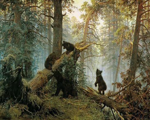 ZHXXFD Malen Nach Zahlen Erwachsene Kinder Landschaft Berühmte Gemälde Mit Rahmen 40X50CM Morning In A Pine Forest - Ivan Ivanovich Shishkin,B21