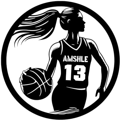 Stickers Muraux Basketball Féminin Personnalisé Avec Nom et Numéro Autocollant Mural Personnalisable Chambre Salon Décoration Murale Cadeau Anniversaire Noel Enfant Fille Femme