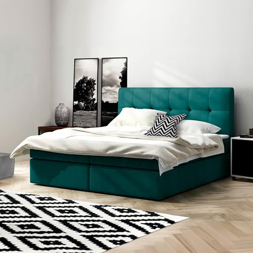 Imebel Boxspringbett 180x200 mit Bettkasten - Bett mit Matratze und 2 Bettkästen - Schlafzimmerbett mit Topper - Bequemes und Elegantes Doppelbett für das Schlafzimmer