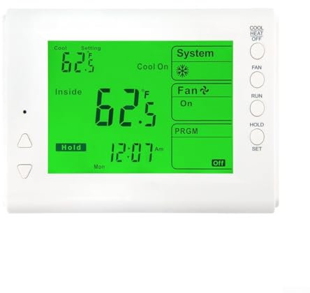 Besttoolifes Thermostat 5+2 Programmable For Multistage HVAC Systems - Large LCD Display - Battery Or 24V Hardwire Powered - Compatible With Gas, Electric, And Oil Home Systems - Backlight