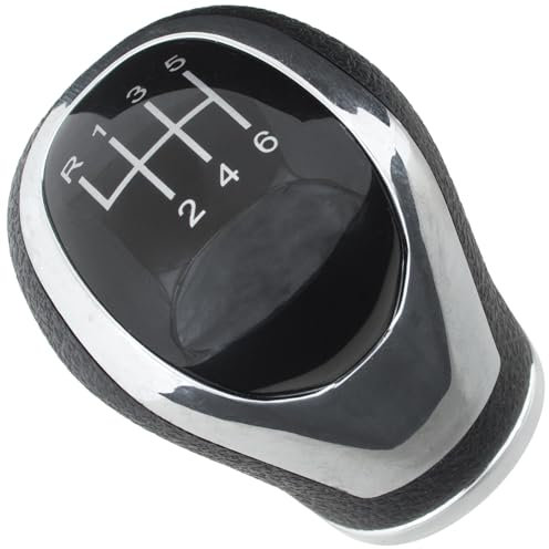 M MODECAR - Kompatibel mit Nissan Qashqai II 13-20 Schalthebelknauf SCHWARZ + CHROM 6 GÄNGE für 32839-4EA0A,