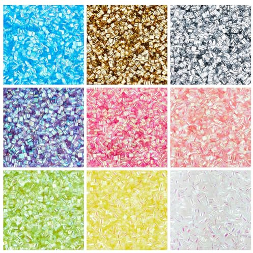DICOSMETIC 90G 9 Colors Crispy Bingsu Beads for Slime Iridescent Soft Straw Tube Beads 3D Glitter Plastic Beads for Adult Assortment Crunchy Slime Microbeads Supplies Beads,1 Color/Bag