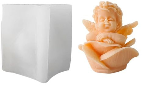 TheStriven Stampo in silicone 3D a forma di angelo per bambini, in silicone, per Pasqua, fai da te, 3D, forma di angelo 3D, per candele, per stampi in gesso (C)