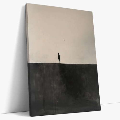 AKINDA Art Gallery - Bild mit Rahmen 90 x 120 cm - Zwischen Licht und Dunkelheit - Schwarz und Weiß - Äthereum - Modernes Gemälde Wohnzimmer - KI-Bilder - Geschenkidee für Wohnkultur