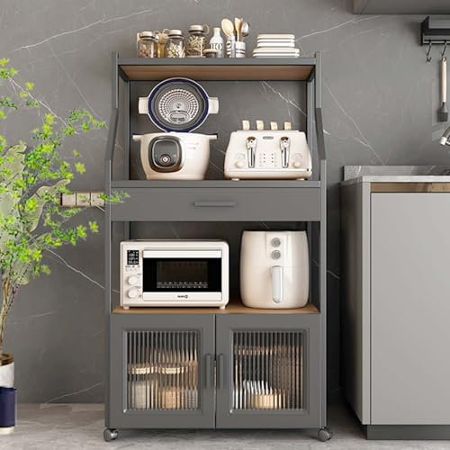 TWHZSAI Schwarzer Küchenschrank mit Kaffeebar-Station und Klapptür, ideal für die Moderne Wohnküche und zum Campen.