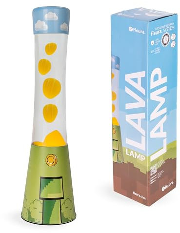 Fisura – Gamer-Lavalampe. Bedruckter Sockel, transparente Flüssigkeit und gelbe Lava. Perfekte Stimmungsbeleuchtung für Gaming-Bereiche. Ersatzglühbirne inklusive. Maße: 11 cm x 11 cm x 41,5 cm.