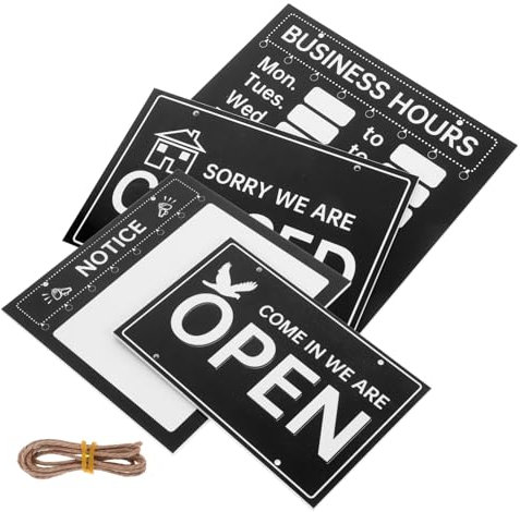 GETAJGHSD 1juego Letrero De Horario De Apertura y Cierre Para Tiendas y Restaurantes Cartel Erasable Con Cuerda Para Colgar Signo De Bienvenida y Horarios Comerciales Decoración De Negocios