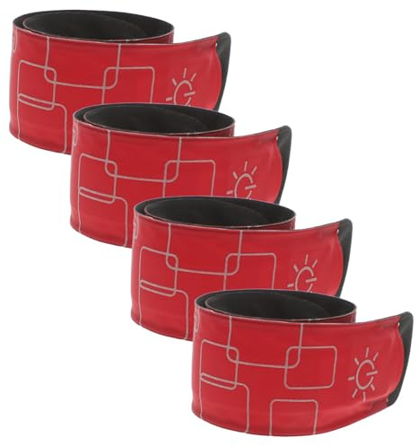 COLLBATH LED 4 Stück Pferde Fußgelenkbänder Beinwickel Verstellbare Rot | Cloth Ausführung, Hohe Leuchtkraft, für Outdoor und Walking, Verbesserte Sichtbarkeit