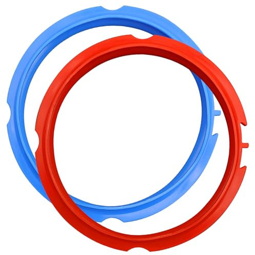 CKANDAY Lot de 2 bagues d'étanchéité pour pot instantané Mini de 3 litres, bague d'étanchéité de rechange en silicone pour autocuiseur électrique de 3 litres, bleu + rouge