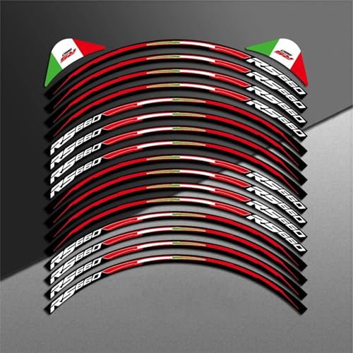 YYTEMD Felgenaufkleber Motorrad-Radaufkleber, Reflektierender Felgenaufkleber, Reifendekor-Aufkleber-Set, Teile Für Aprilia RS 660 RS660(Style 1)