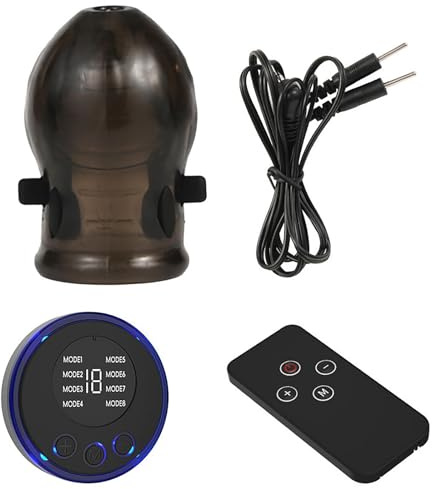 HXLXW Estim Eichel Stimulation Männer Elektrostimulation Mit Reizstromgerät 8 Modi 19 Intensitäten E Stim Männer Mit Fernbedienung Elektro Sex Schocken Set Sexuelle Elektrostimulation(Schwarz)