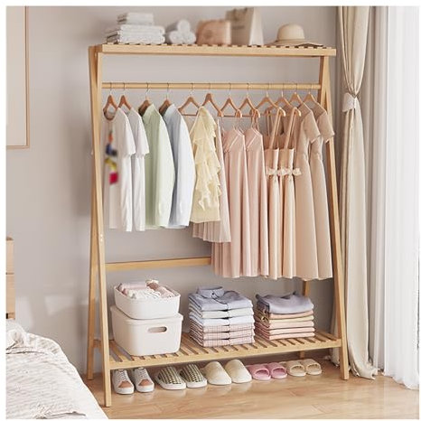 Générique Porte-Manteau en Bois Massif – 70 cm, Support Vertical pour vêtements, sous-vêtements, Vestes, Design Jaune élégant, Solution de Rangement Durable