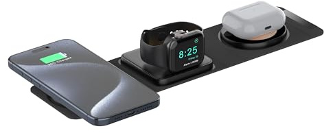 3-in-1-Ladestation, MagSafe-Ladegerät für Smartphones, sicheres und zuverlässiges 15-W-MagSafe-Ladegerät, magnetisches kabelloses Ladegerät für alle iPhones-Modelle, Apple Watch und AirPods (Schwarz)