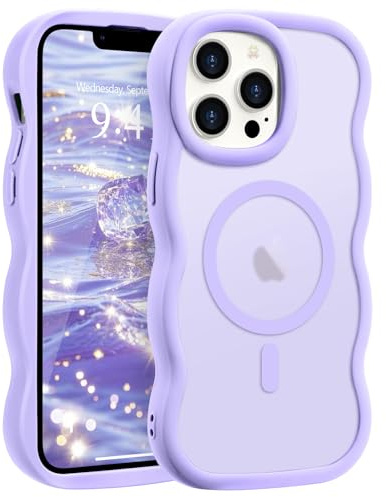 Pepmune Magnetic for iPhone 13 Pro Max Case Translucent Matte Light Purple | Compatible with Magsafe,Cute Curly Wave Frame Case,Soft TPU Bumper Slim Fit Shockproof Protective Cover for Men-Light Purple