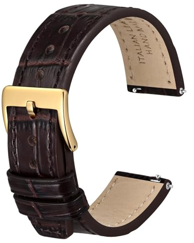 Anbeer Italienisches Alligatorleder mit geprägtem Muster,Schnellverschluss Kalbsleder Uhrenarmband für Männer Frauen,Bandbreite 18mm 20mm 22mm 24mm