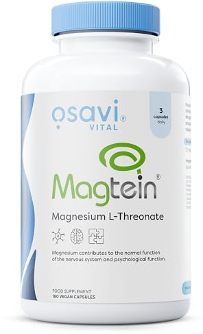Osavi Magtein Magnesium L-Threonate – 180 Vegan Capsules | Highly absorbable, Patented Form of Magnesium | Crosses The Blood-Brain Barrier | Supports Proper Nervous System Function | Clean Label