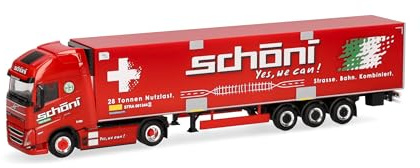 Herpa Truck model Volvo FH GL XL 2020 Electric refrigerated semitrailer Schöni (Switzerland), miniature scale 1:87, collectible, Made in Germany, plastic