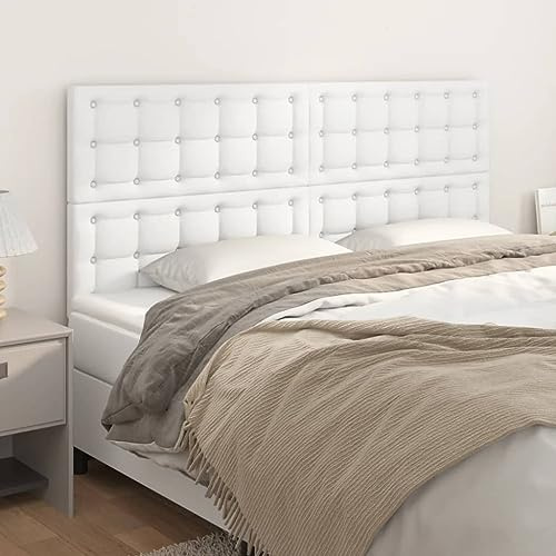Qnhdfrt Kopfteil Bett 4 Stück Weiß 90x78 cm Höhenverstellbares Kunstleder Rückenlehne mit Lärchenholzbeinen Modernes Design für Schlafzimmer und Gästezimmer