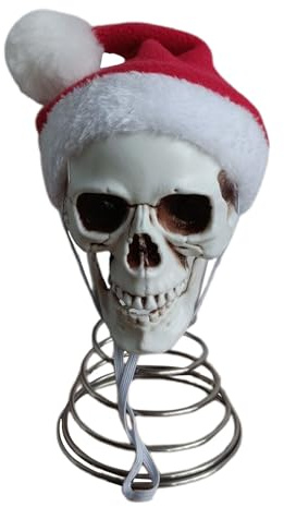Schädel Weihnachtsbaumtopper- 19x9.7x10,5 cm Baum Topper Weihnachtsdekorationen, 5 Zoll Skelettkopfdekoration Für Party-Requisiten Garten Yard Patio Schreibtisch Buchhandel Rasen Haunted House