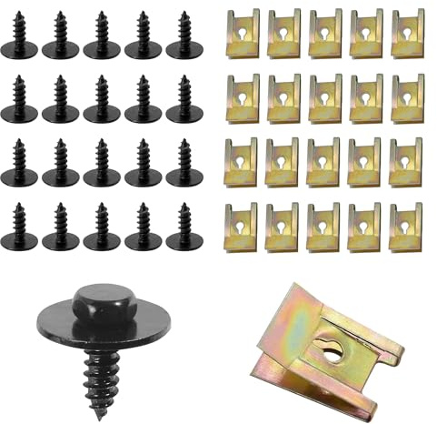 Xibao 40PCS Auto Clips,Karosserieschrauben,Karosserie Clips,Blechmutter Blechschrauben Schraube Mutter Clip Schnappmutter Set,Passend für die Meisten Türverkleidungen von Autos,Motorrädern usw