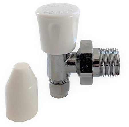10mm Chrome Plated Cosmos Angle Radiator Valve Heating Control Fitting | Durable Construction for Reliable Radiator Temperature Control