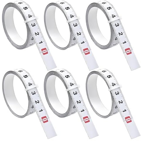 Selbstklebendes Maßband，6 Stück 1m/2m Skalenbandmaß Metrisches Stahllineal Weiß Maßband Selbstklebend ，Für Vermessung Vertikaler Objekte Wie Werkbänke (Vorwärts, Rückwärts, Zentriert)