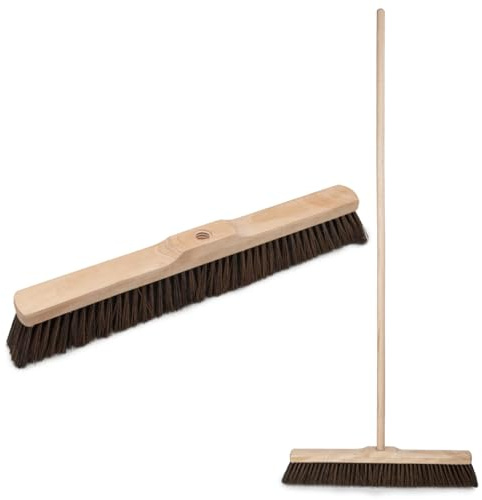 Holzbesen 50 cm mit 120 cm Buchenholzstiel – Kehrbesen mit 22 mm Gewinde, lackiertem Besenkopf & weichen PET-Borsten